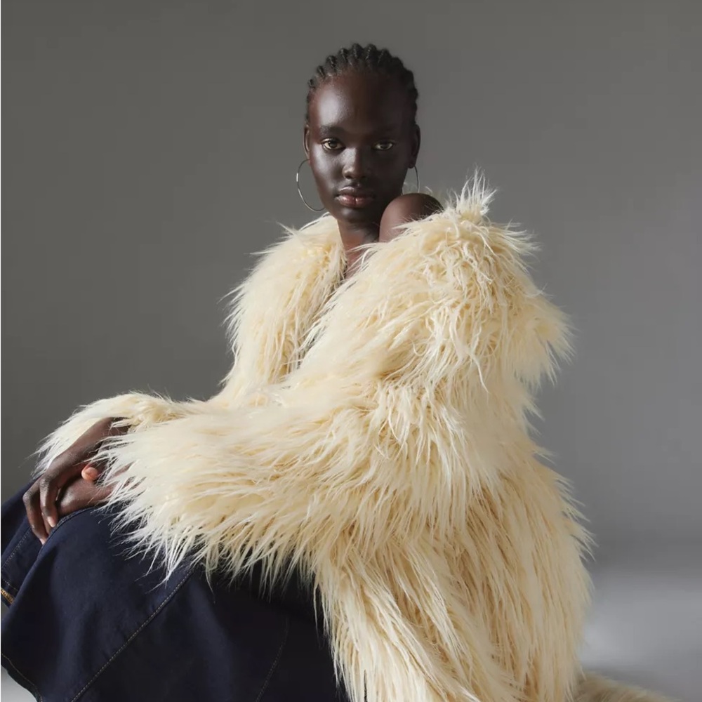 SILENCE + NOISE NAOMI FAUX FUR SHAGGY COAT URBAN OUTFITTERS SIZE M NWT